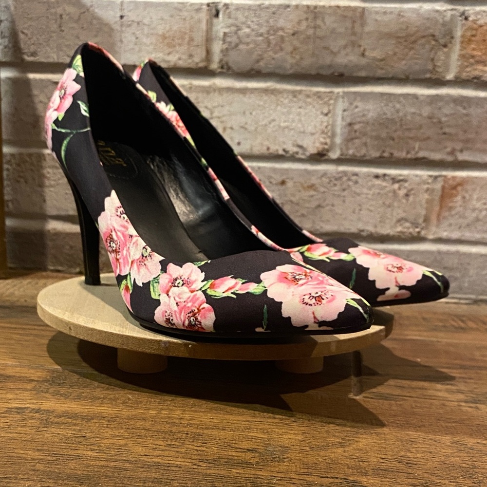 a.n.a Black and Pink Floral Heels-rp